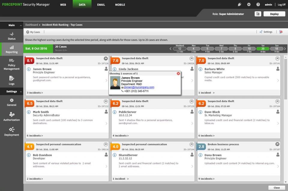 Forcepoint Data Loss Prevention (DLP) Screenshot